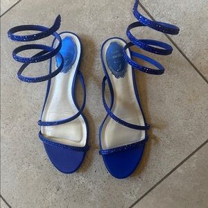 Renè Caovilla Cleo crystal-embellished flat sandals Bluette